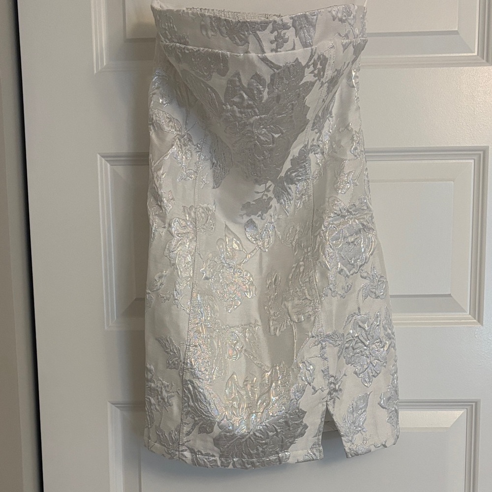 Elegant white & Silver Floral Women's dress